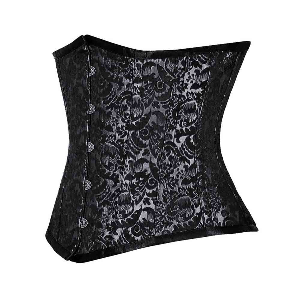 Attitude Corsets - Farnion Underbust korset - Zilverkleurig/Zwart